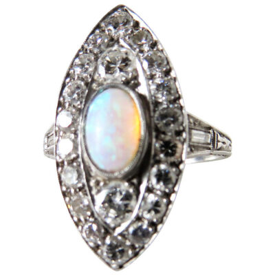 Opal and Diamond Art Deco Ring.    Circa 1930's