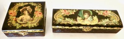 Two Matching Victorian Celluloid Boxes (Jewelry Box & Glove Box) American C.1890