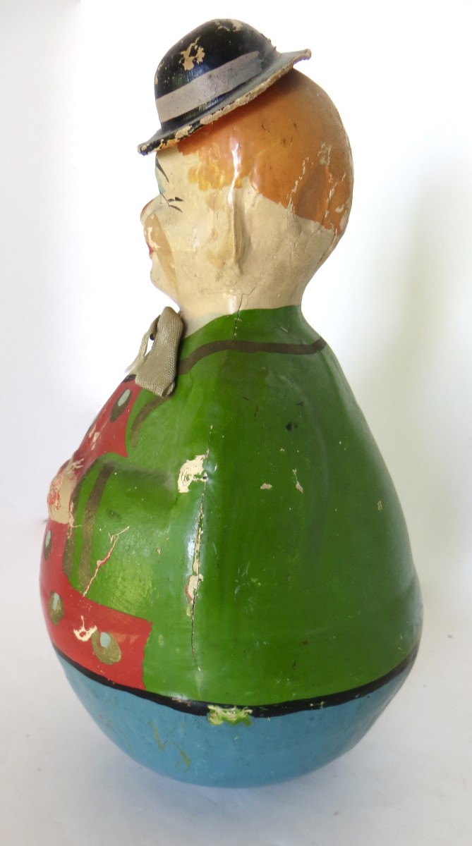 Figurine Ancienne Culbuto Poussah - Celluloïd Et Plomb, Jouet Français Rare