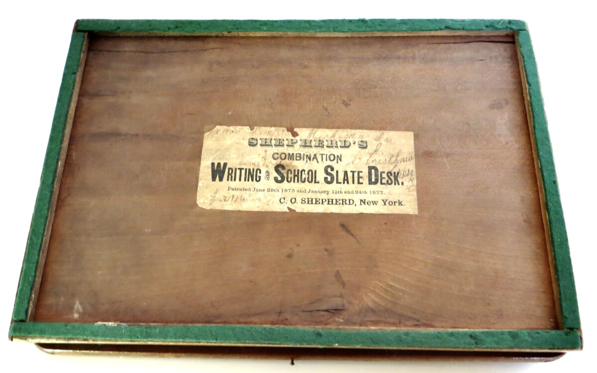 Child's Learning Desk Chalk Board, With Accessories; "Writing School Slate Desk", Circa 1875 - Image 6