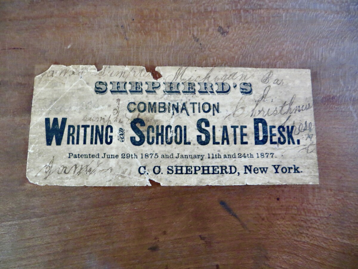 Child's Learning Desk Chalk Board, With Accessories; "Writing School Slate Desk", Circa 1875 - Image 8