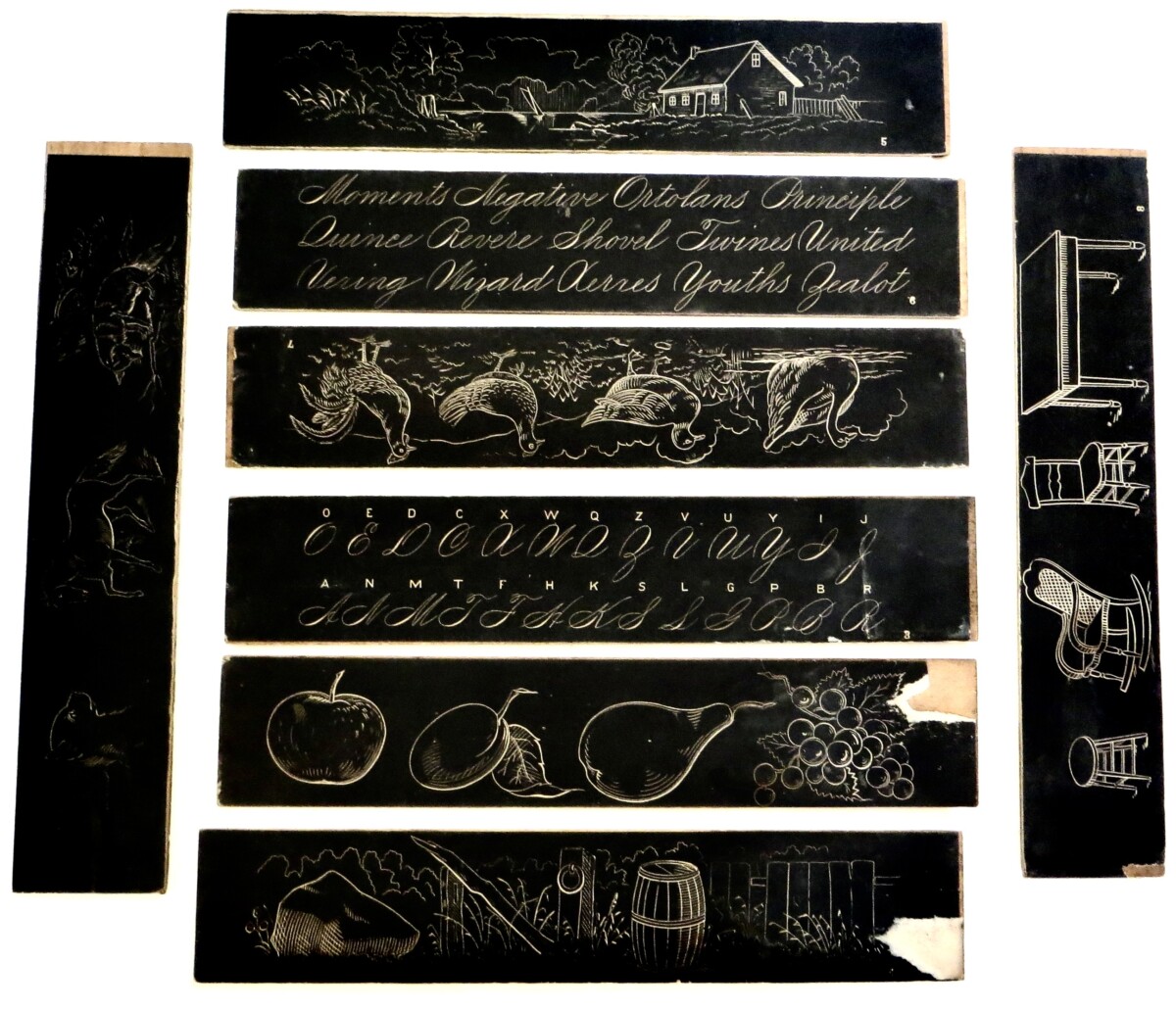 Child's Learning Desk Chalk Board, With Accessories; "Writing School Slate Desk", Circa 1875 - Image 10