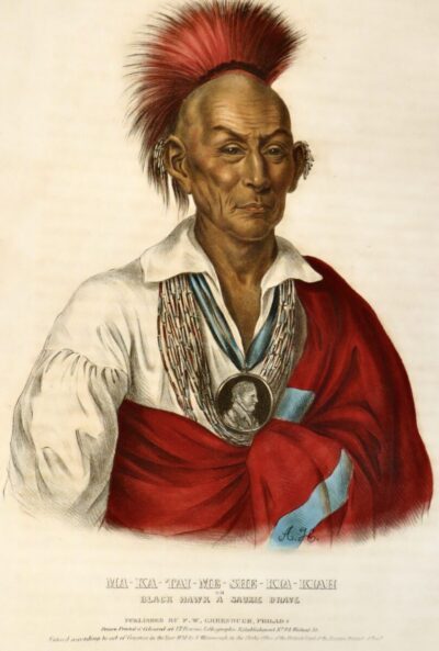 McKenney & Hall Hand Painted Lithograph "MA-KA-TAI-ME-SHE-KIA-KIAH" Circa 1836