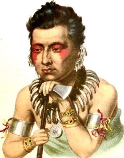 "YOUNG MAH--HAS--KAH" McKenney & Hall Hand Painted Lithograph by Biddle C. 1837