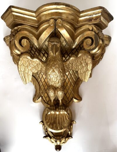 Monumental Federal Eagle Themed Gilt Wall Bracket American Circa 1825
