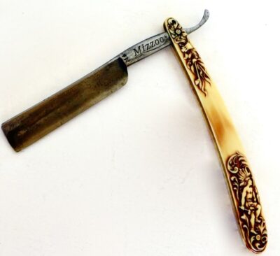 Premium "Indian Chief" Themed Double Sided Straight Razor. American, Circa 1900