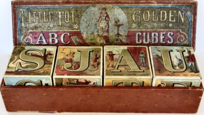 19thC Fine Quality & Rare ABC's Alphabet Blocks by McLoughlin Bros "Little Tots" American Circa 1885