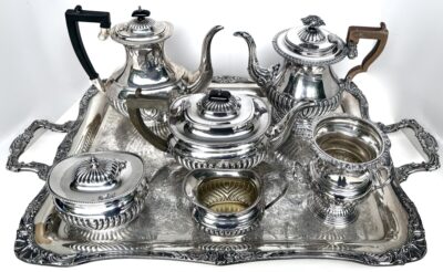 Fine Quality Large Size Traditional Victorian Silver Plated (7) Piece Tea Service Circa 1890