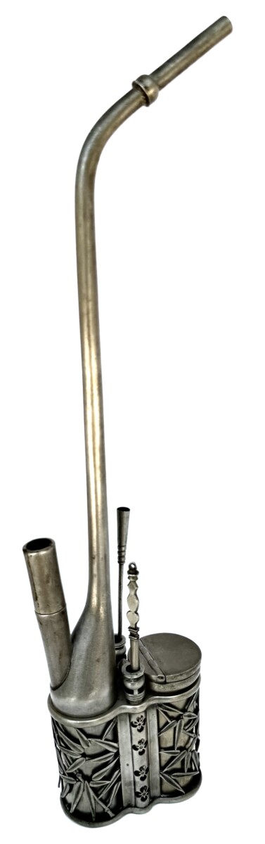 Fine Quality Late 19th Century Antique Chinese Qing Dynasty Paktong Water Pipe by (Hankou Rui Cheng) Marked