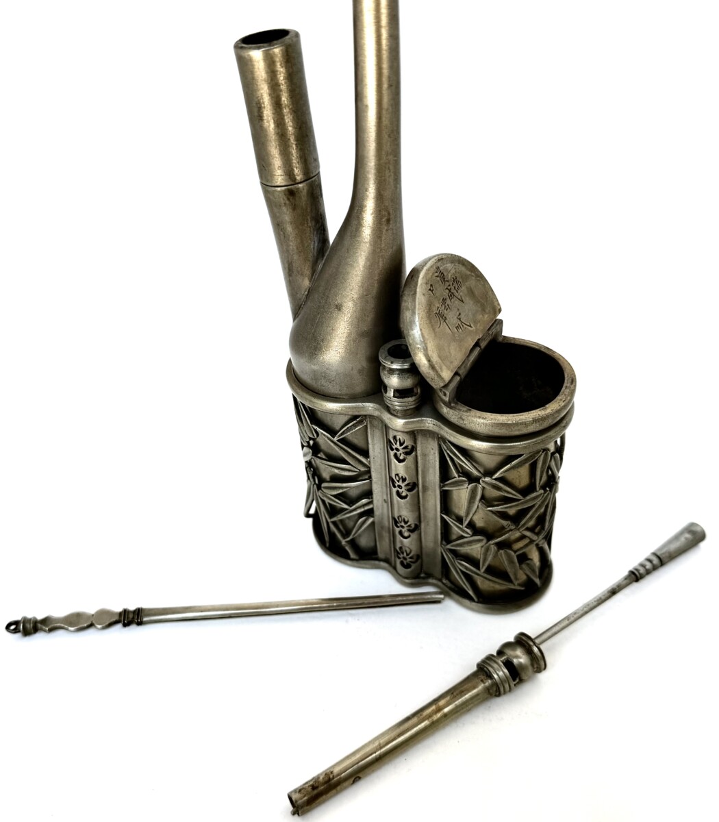 Fine Quality Late 19th Century Antique Chinese Qing Dynasty Paktong Water Pipe by (Hankou Rui Cheng) Marked - Image 6