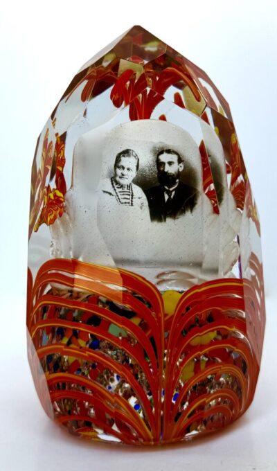 Early 20thC Bohemian Sulphide Multi Faceted Glass Paperweight Czech Circa 1910