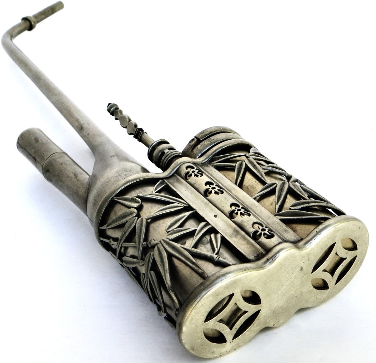 Fine Quality Late 19th Century Antique Chinese Qing Dynasty Paktong Water Pipe by (Hankou Rui Cheng) Marked - Image 11